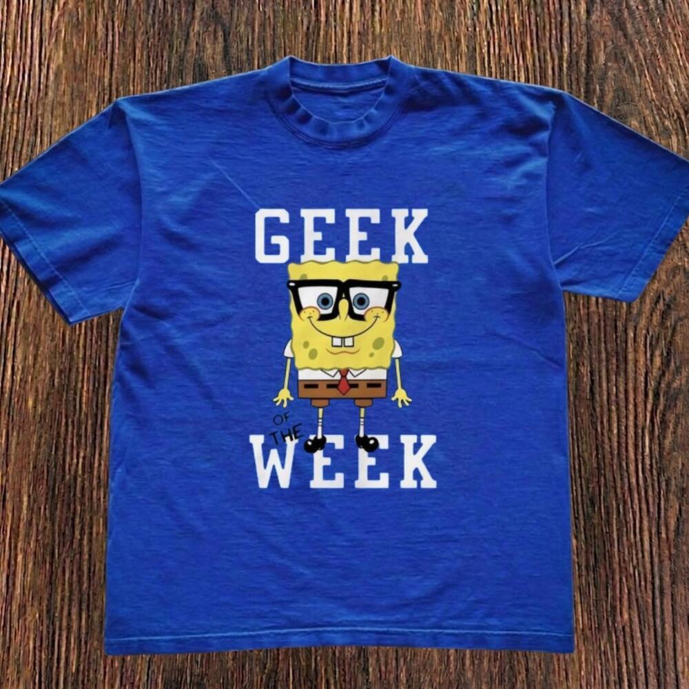 SpongeBob Geek Of The Week Glasses Graphic Vintage Retro Blue T-Shirt